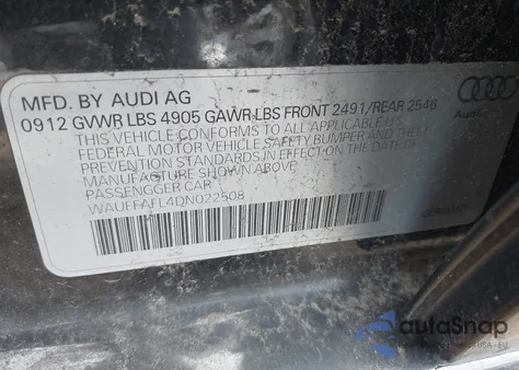 2013 Audi A4 2.0T Premium from USA, damaged, VIN WAUFFAFL4DN022508